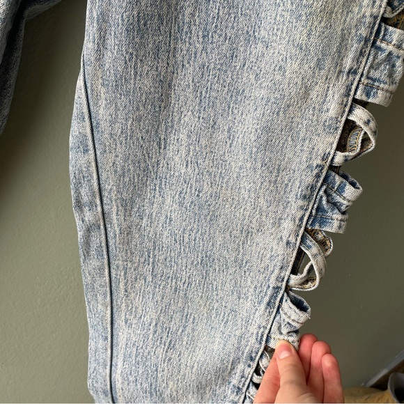 Watch LA | Vintage 80s 90s Curvy Acid-Washed Patchwork Cut-Out Skinny Jeans - Picture 16 of 17